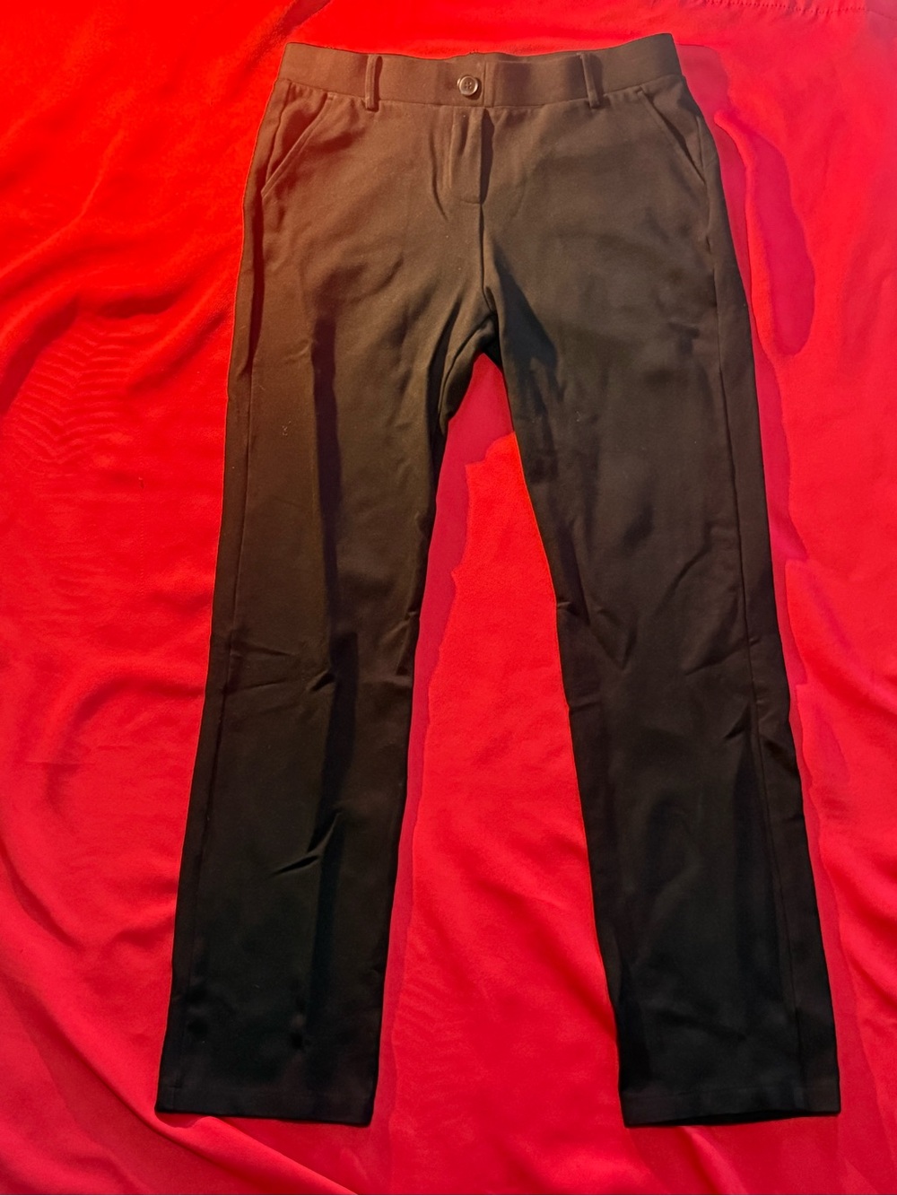 TAPATA Black Straight Leg Pull On Stretch Ponte Dress Pants 29” Inseam- Womens M